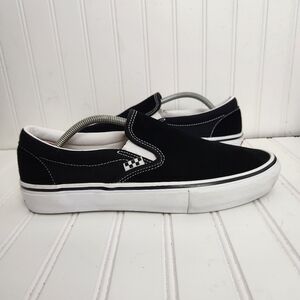 Vans Off The Wall Men Size 11 Black Slip On Classic Canvas Skateboarding Loafers